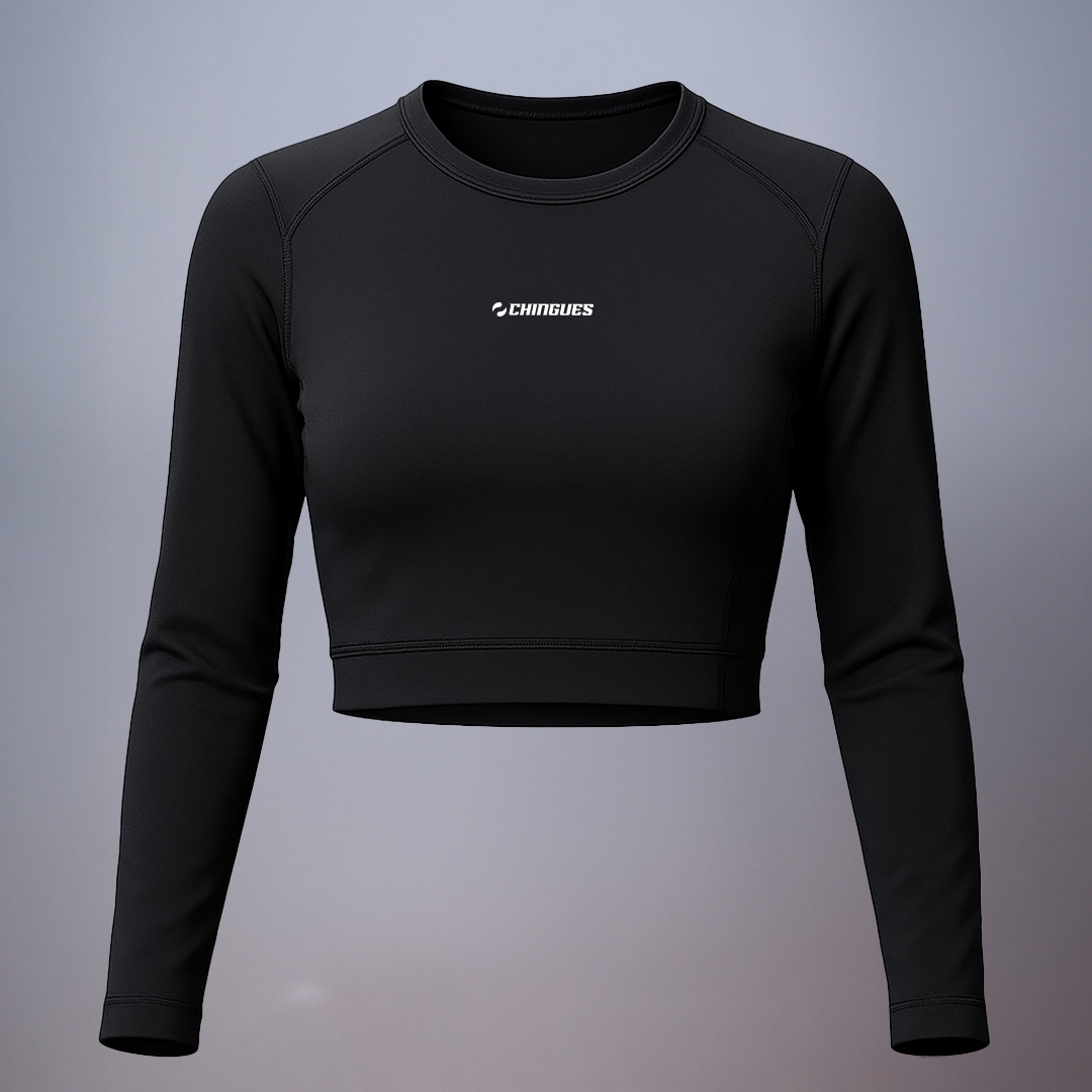 Crop Top MANGA LARGA NEGRO