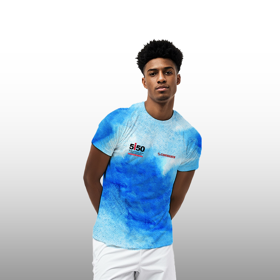 Outfit Running FRENTE PLANETA AZUL MANGAS 5150 HOMBRE FONDO DEGRADADO 1